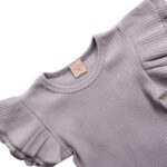 Shiningbaby Baby Girl Summer Fly Sleeve Bloomers T-Shirt Top and Strap Jumpsuit Outfit Grey, 12-18 Months - Image 3