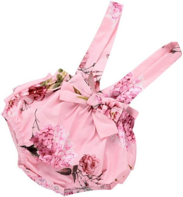 Shiningbaby Baby Girl Summer Fly Sleeve Bloomers T-Shirt Top and Strap Jumpsuit Outfit Grey, 12-18 Months - Image 4