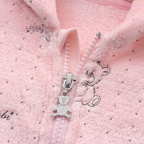 Valcatch Baby Boy Girl Snowsuit Fleece Bear Hooded Winter Jumpsuit Fluffy Zipper Romper Outwear Infant Toddler Overall Outfits 0-12M - Image 4
