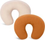Winmany 2 Pack Baby Muslin Nursing Pillow Covers Newborn Neutral Boys Girls Breastfeeding Slipcover Stretchy and Soft Removable Cover for 22.5" x 18" Nursing Pillow (Beige + Brown)