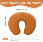 Winmany 2 Pack Baby Muslin Nursing Pillow Covers Newborn Neutral Boys Girls Breastfeeding Slipcover Stretchy and Soft Removable Cover for 22.5" x 18" Nursing Pillow (Beige + Brown) - Image 2