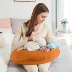 Winmany 2 Pack Baby Muslin Nursing Pillow Covers Newborn Neutral Boys Girls Breastfeeding Slipcover Stretchy and Soft Removable Cover for 22.5" x 18" Nursing Pillow (Beige + Brown) - Image 5