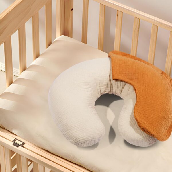 Winmany 2 Pack Baby Muslin Nursing Pillow Covers Newborn Neutral Boys Girls Breastfeeding Slipcover Stretchy and Soft Removable Cover for 22.5" x 18" Nursing Pillow (Beige + Brown) - Image 7