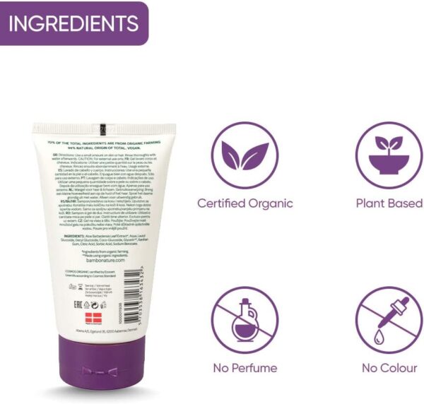 Bambo Nature Kids Shampoo & Body Wash, Eco-Labelled Baby Bath Wash For Sensitive Skin, Tear-Free Baby Shampoo, Organic & Vegan Baby Wash For Clean & Happy Baby, Sustainable Baby Hair & Body Wash 150ml - Image 4