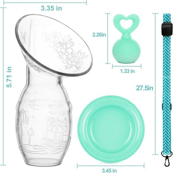 BumbleBee Manual Breast Pump Collector for Breastfeeding with Neck Strap, Cap, Stopper and Storage Bag, Made of Food Grade Silicone 3.04oz/90ml - Image 9