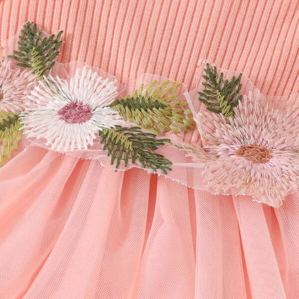 JiAmy Baby Girls Dress Outfits Sleeveless Floral Print Tulle Tutu Dresses Long Sleeve Waffle Cardigan Coat 2Pcs Clothes Set for Toddler Girl 6 Months-3 Years - Image 5