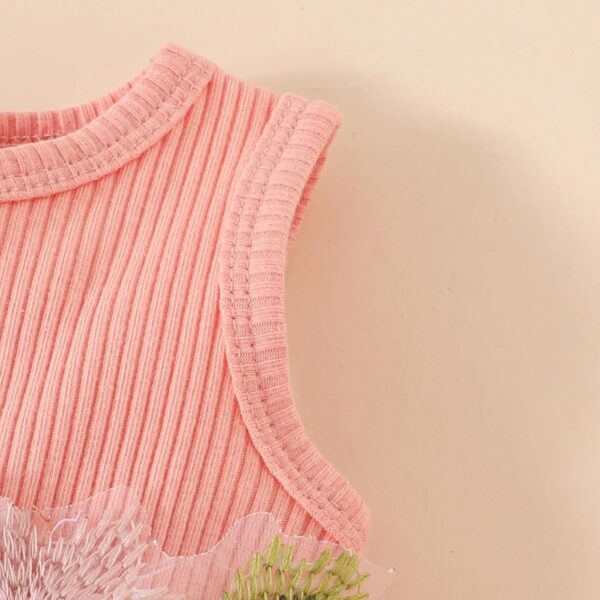 JiAmy Baby Girls Dress Outfits Sleeveless Floral Print Tulle Tutu Dresses Long Sleeve Waffle Cardigan Coat 2Pcs Clothes Set for Toddler Girl 6 Months-3 Years - Image 6