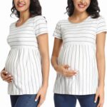 Jacket Women Women's Care Tops Maternity Shirts Maternity Care Tops Short Sleeve Breastfeeding Clothes Textu Dress - Image 2