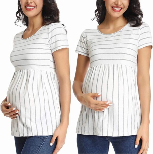 Jacket Women Women's Care Tops Maternity Shirts Maternity Care Tops Short Sleeve Breastfeeding Clothes Textu Dress - Image 2