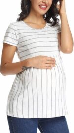 Jacket Women Women's Care Tops Maternity Shirts Maternity Care Tops Short Sleeve Breastfeeding Clothes Textu Dress - Image 4