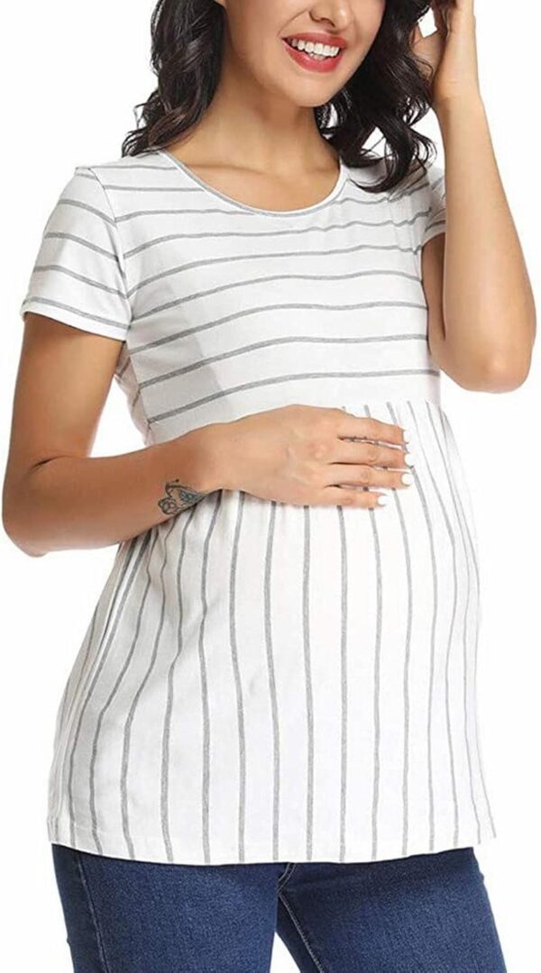 Jacket Women Women's Care Tops Maternity Shirts Maternity Care Tops Short Sleeve Breastfeeding Clothes Textu Dress - Image 4