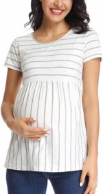 Jacket Women Women's Care Tops Maternity Shirts Maternity Care Tops Short Sleeve Breastfeeding Clothes Textu Dress - Image 5