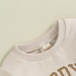 Himllauen 2 Pcs Baby Boy Girl Autumn Winter Outfits Newborn Letter Print/Contrast Color Long Sleeve Round Neck Sweatshirt+Solid Color Pants Set Toddler Pants Suits - Image 4