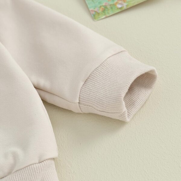 Himllauen 2 Pcs Baby Boy Girl Autumn Winter Outfits Newborn Letter Print/Contrast Color Long Sleeve Round Neck Sweatshirt+Solid Color Pants Set Toddler Pants Suits - Image 5