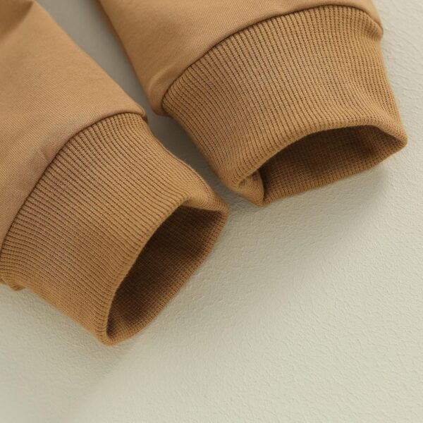 Himllauen 2 Pcs Baby Boy Girl Autumn Winter Outfits Newborn Letter Print/Contrast Color Long Sleeve Round Neck Sweatshirt+Solid Color Pants Set Toddler Pants Suits - Image 6