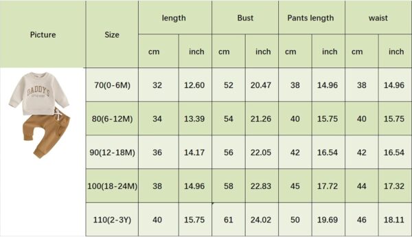 Himllauen 2 Pcs Baby Boy Girl Autumn Winter Outfits Newborn Letter Print/Contrast Color Long Sleeve Round Neck Sweatshirt+Solid Color Pants Set Toddler Pants Suits - Image 7