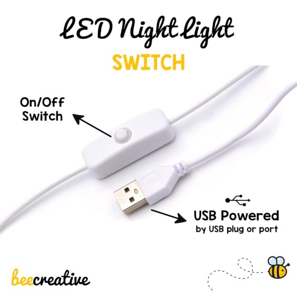 Beecreative Woodland Night Light with Childs Name, Personalised Woodland Nursery Decor Star Night Light Lamp, New Baby Newborn Christening Gifts for Boys Girls - Image 6