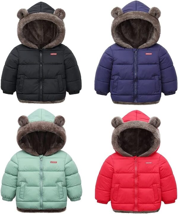 LIKCAISA Kids Boys Girls Winter Coats Hooded Down Thicken Jackets with Cute Ear Toddler Baby Boys Girls Warm Fleece Coat Kids Baby Winter Clothes - Image 2