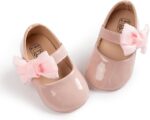 Sonsage Infant Baby Girls Bowknot Mary Jane Toddler PU Leather Soft Sole Princess Wedding Dress First Walking Flats Prewalker Newborn Ballet Shoes