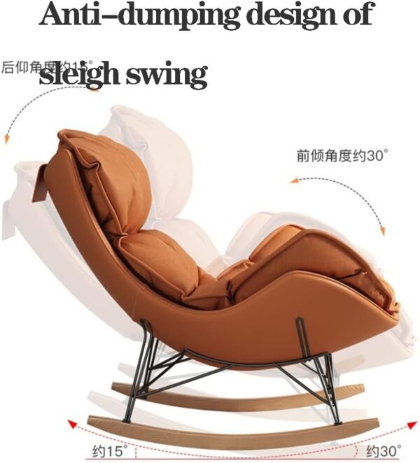 Nursery Rocking Chair with Ottoman High Back Glider Rocker Modern Upholstery Fabric Armchair (Gray) - Image 5