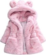 Gemini_mall® Baby Girls Kids Hooded Rabbit Ears Coat Faux Fur Warm Jackets Outwear Winter Clothes for 1-5 Years Old (Pink, 12-18 Months)