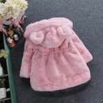 Gemini_mall® Baby Girls Kids Hooded Rabbit Ears Coat Faux Fur Warm Jackets Outwear Winter Clothes for 1-5 Years Old (Pink, 12-18 Months) - Image 3