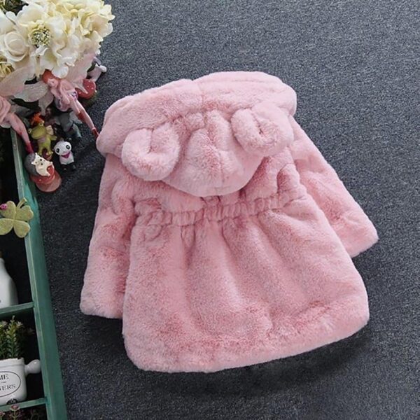 Gemini_mall® Baby Girls Kids Hooded Rabbit Ears Coat Faux Fur Warm Jackets Outwear Winter Clothes for 1-5 Years Old (Pink, 12-18 Months) - Image 3