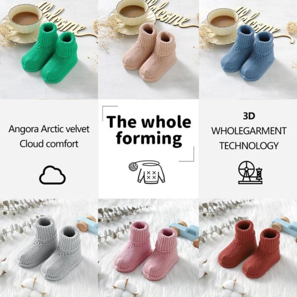 LAWKUL Baby Booties Newborn Babe First Walkers Non-Slip Stay On Boots Crib Shoes Sock Warm Knit Booties for Infant - Image 2