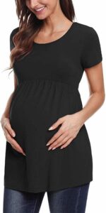 Trailrest Women's Care Tops Maternity Shirts Maternity Care Tops Short Sleeve Nursing Clothing Women's Top Black, black, S - Image 3