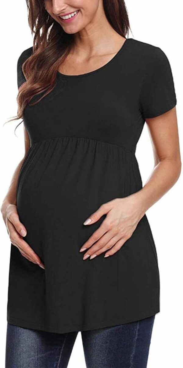 Trailrest Women's Care Tops Maternity Shirts Maternity Care Tops Short Sleeve Nursing Clothing Women's Top Black, black, S - Image 3