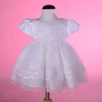 Lito Angels Baby Girls' Christening Gown Baptism Beaded White Dress with Embroidered Lace Cape and Bonnet Infant Age 0-24 Months - Image 2