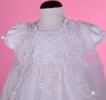 Lito Angels Baby Girls' Christening Gown Baptism Beaded White Dress with Embroidered Lace Cape and Bonnet Infant Age 0-24 Months - Image 4