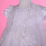 Lito Angels Baby Girls' Christening Gown Baptism Beaded White Dress with Embroidered Lace Cape and Bonnet Infant Age 0-24 Months - Image 5