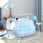 ERnonde Baby Swing Chair - Electric Baby Bouncer - Baby Swing Cradle - 25kg Bearing Capacity - for Babies who are 0-18 Months - Blue - Not Included Battery - Image 4