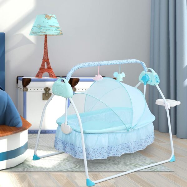 ERnonde Baby Swing Chair - Electric Baby Bouncer - Baby Swing Cradle - 25kg Bearing Capacity - for Babies who are 0-18 Months - Blue - Not Included Battery - Image 4