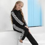 BOVOSHA Girls Clothes Set Kids Crop Top + Plaid Pants Outfits Tracksuit Hooded Sweatshirt Sweatpants 2 PC - Image 2