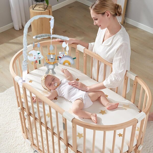 Nursery Crib Mobile, Children Cot Phone, Cradle Mobile with Music, Bedtime Moving with Dolls, 26.77 x 12.99 Inches, Soft Cover Crib for Girls Aged 0-12 Months - Image 3