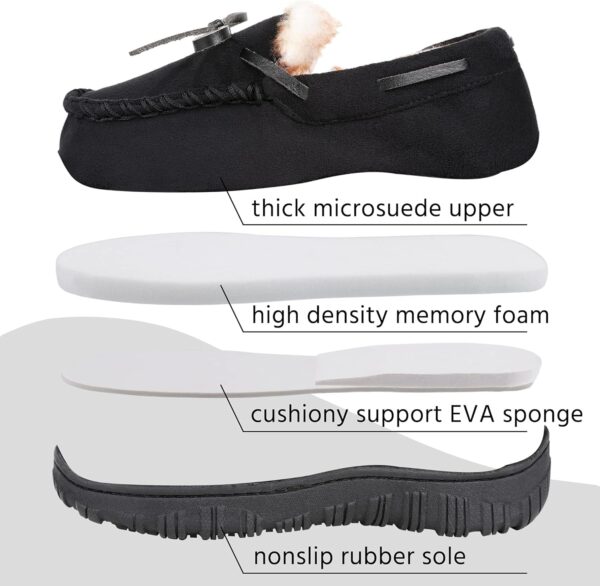 MIXIN Boys House Slippers Memory Foam Moccasin Shoes Furry Plush Lining Non Slip Indoor Outdoor Boys Slippers for Big Kids Little Kids - Image 3