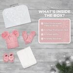 Baby Girl Gifts Newborn -Baby Shower Gifts, Baby Winter Clothes & Newborn Winter Clothes, Warm Winter Baby Gifts, New Baby Gifts with Fleece Blanket, Baby Winter Hat, Baby Knitted Booties, Baby Gloves - Image 3
