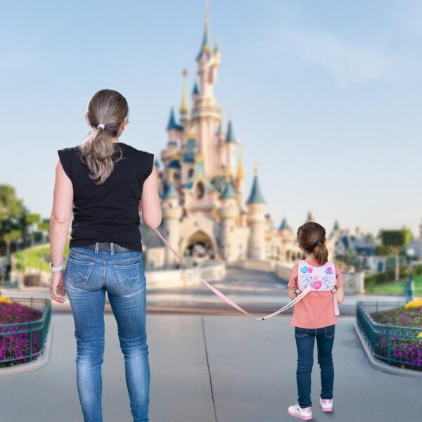 HappyVk Toddler Reins - Baby Reins - Child Walking Harness - Baby Anti Lost Wrist Link with Key Lock - Kid Pink Leash- Child Safety Harness Ages 1-4 - Cute Little Bunnies - Image 6