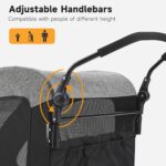 The Fellie Dog Stroller, 4 Wheels Folding Pet Stroller with Adjustable Handle, Storage Pocket & Safety Belt, Pet Travel Cart for Small Medium and Large Dogs Cats, Large Space Dog Stroller, Grey - Image 3