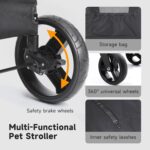 The Fellie Dog Stroller, 4 Wheels Folding Pet Stroller with Adjustable Handle, Storage Pocket & Safety Belt, Pet Travel Cart for Small Medium and Large Dogs Cats, Large Space Dog Stroller, Grey - Image 4