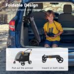 The Fellie Dog Stroller, 4 Wheels Folding Pet Stroller with Adjustable Handle, Storage Pocket & Safety Belt, Pet Travel Cart for Small Medium and Large Dogs Cats, Large Space Dog Stroller, Grey - Image 7