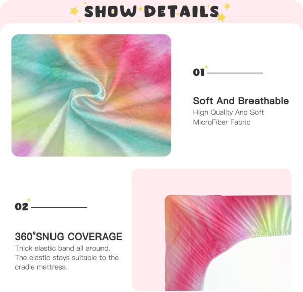 Kcldeci Baby Crib Sheets for Boys Girls Tie Dye Magic Toddler Bed Sheets Playard Mattress N Play Sheets S - Image 5