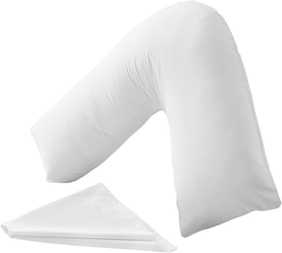 1740736066_41QU7aWY5L._AC_SL1184_.jpg GOHAR V Pillow with Pillowcase Orthopedic Supportive Pillow for Neck Support, Maternity Pregnancy & Nursing, Super Soft Comfortable (White) - Image 1