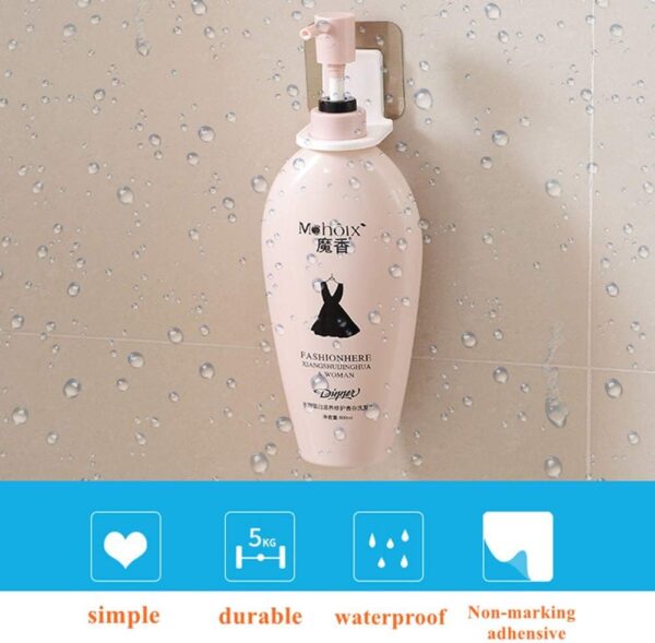 Pump Bottle Dispenser Holder, Hand Sanitizer Hanging Rack Wall Sticker Shower Gel Bottle Holder Shampoo Hand Sanitizer Hook, 4 Pack - Image 2