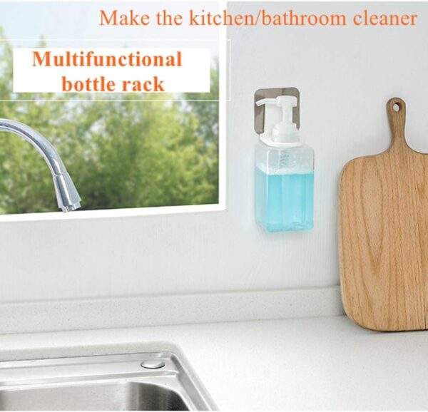 Pump Bottle Dispenser Holder, Hand Sanitizer Hanging Rack Wall Sticker Shower Gel Bottle Holder Shampoo Hand Sanitizer Hook, 4 Pack - Image 6