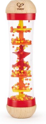 Hape Beaded Raindrops | Mini Wooden Musical Shake & Rattle Rainmaker Toy, Red & Rattle Set, “Stay-Put” 3 Sea Creatures With Individual Sounds, Teether Details and Suction Pads. 0+ months - Image 2