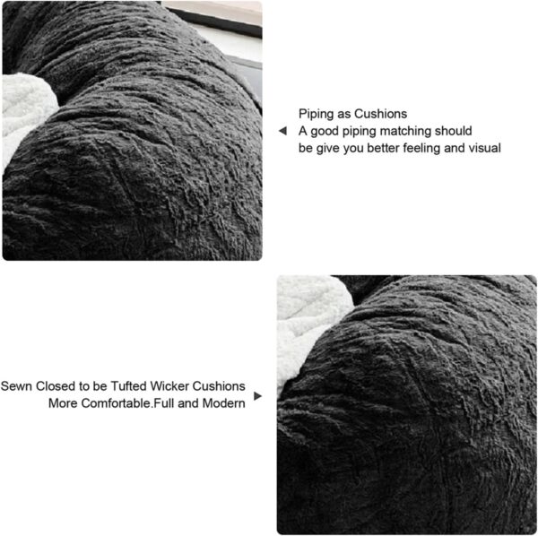 Bean Bag Chair for Adults Kids Without Filling Comfy Fluffy Giant Round Beanbag Lazy Sofa Cover for Reading Chair Floor Chair, 6FT, Grey - Image 3