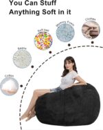 Bean Bag Chair for Adults Kids Without Filling Comfy Fluffy Giant Round Beanbag Lazy Sofa Cover for Reading Chair Floor Chair, 6FT, Grey - Image 4